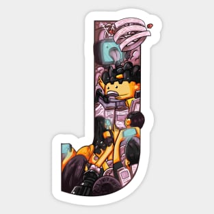 Initial Letter J doodle art Sticker